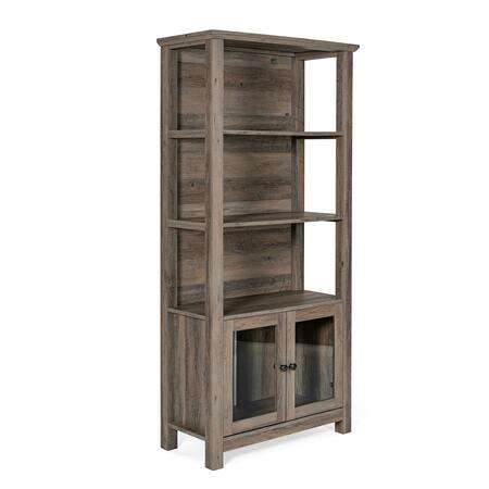 Flash Furniture Stella Modern Farmhouse Wooden Bookcase and Storage Cabinet, 3 Upper Shelves in Gray Wash ZG-027-GRYWSH-GG